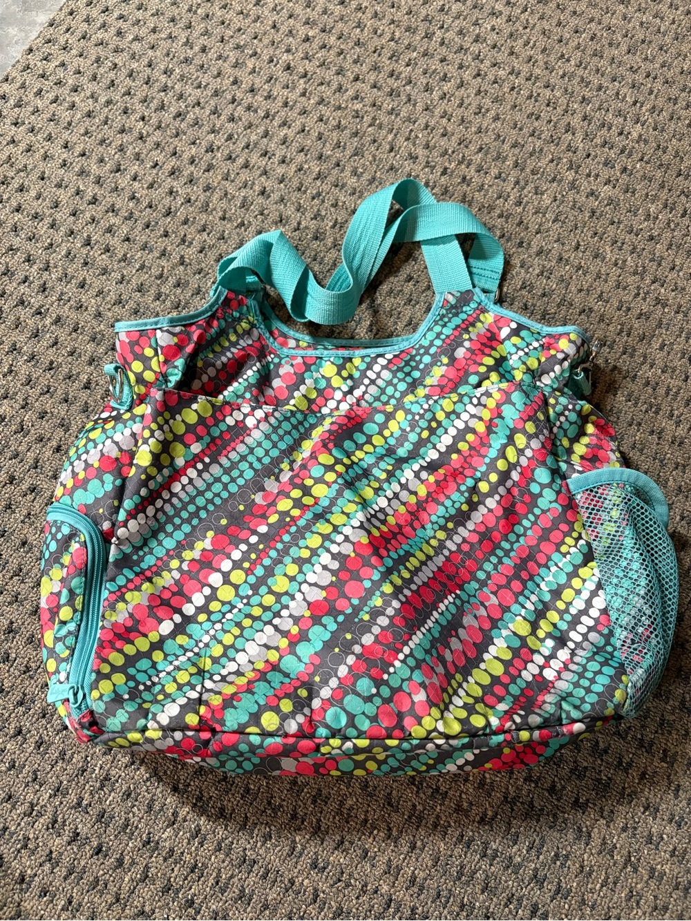 Thirty-One All Pro Tote Gym Yoga Pool Bag Graffiti Dot 14"H × 16"W x 8.5"D